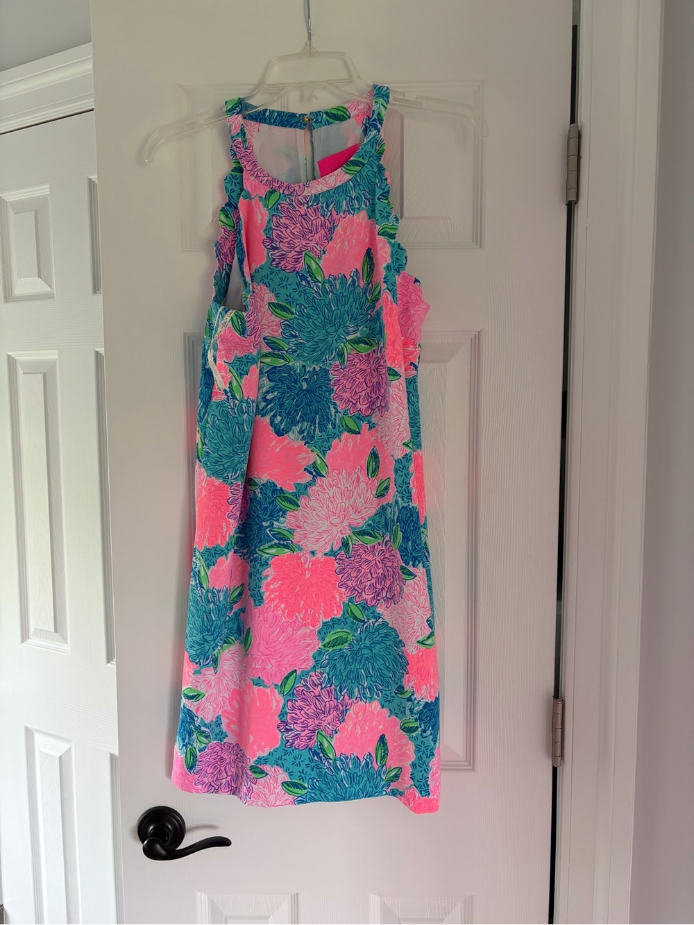 Lilly Pulitzer Tabby Shift dress Neon Pink and Blue Floral Halter Dress